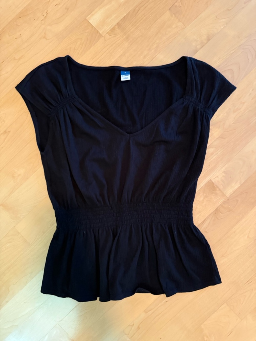 Old Navy Black Women's Short Sleeve Peplum Top